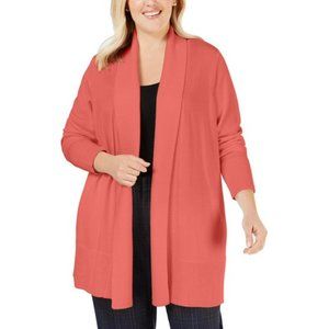 NEW Charter Club Plus Coral Open Cardigan Sweater